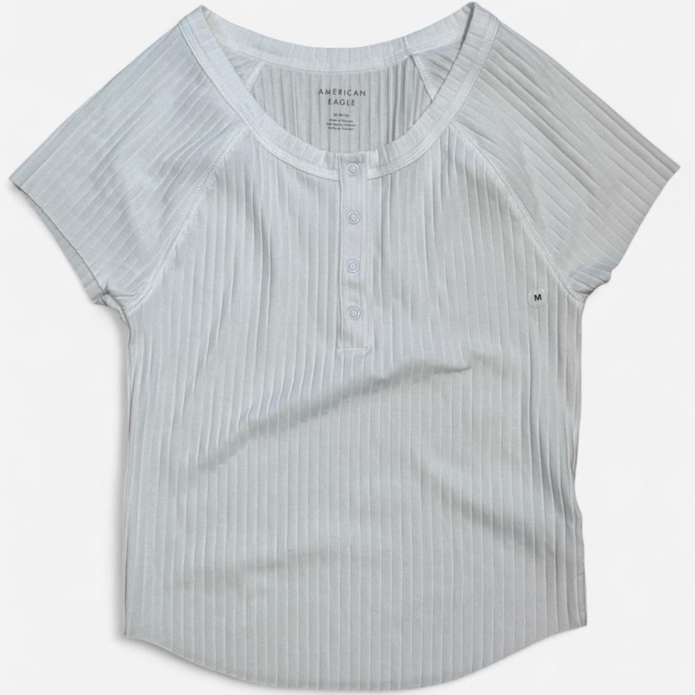 American Eagle Outfitters white Ribbed Tee